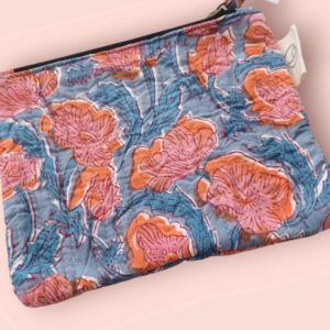 Claire Beaugrand Etui Toilettas Blauw Grote Bloem