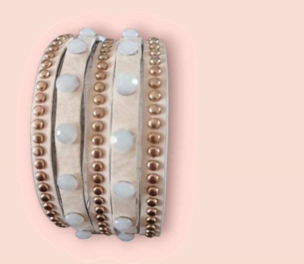 Pu Armband Strass Studs Wit