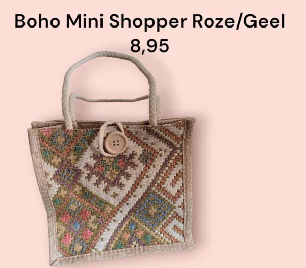 Boho Mini Shopper Roze Geel
