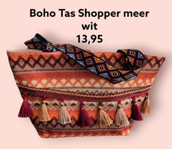 Boho Tas Shopper meer Wit
