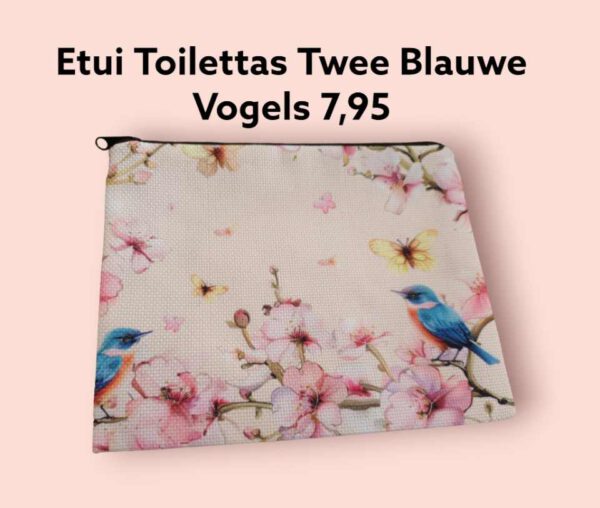 Etui Toilettas Twee Blauwe Vogels