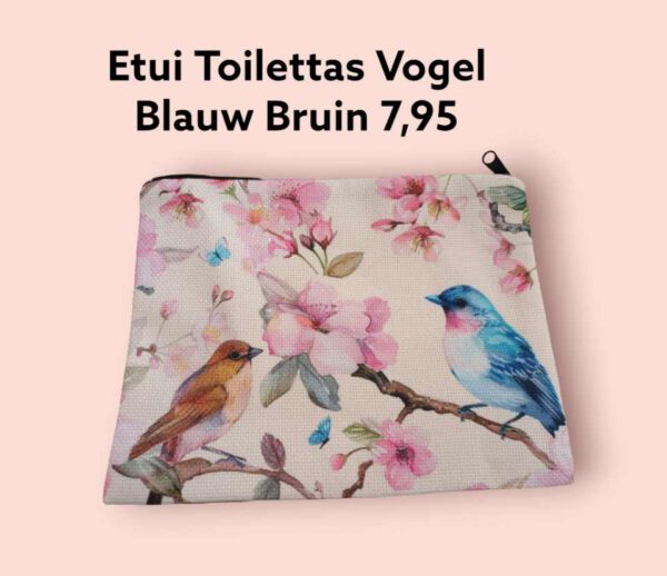Etui Toilettas Vogel Bruin Blauw