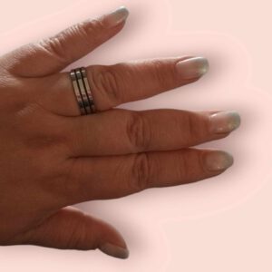 RVS Ring Zilver Kleur met 2 zwarte strepen