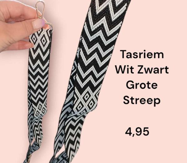 Tasriem Wit Zwart Grote Streep