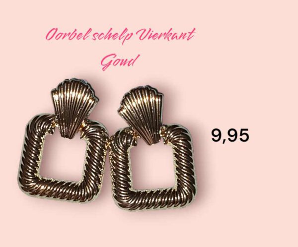 Oorbel Schelp Vierkant Goud