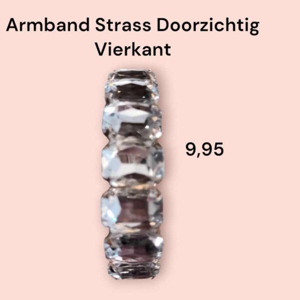 Armband Strass Doorzichtig Vierkant