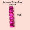 Armband Strass Roze Vierkant